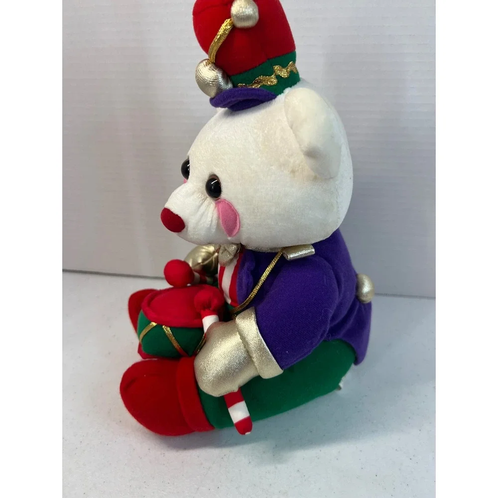 Vintage 1994 Avon Christmas Toy Soldier Drummer Teddy Bear Plush White 11 Inch